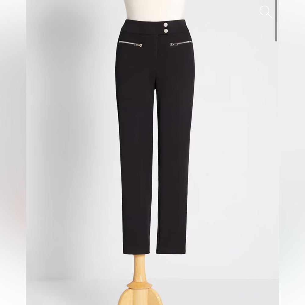 ModCloth Black Zipper Pockets Skinny Slim Start Me Up Pants